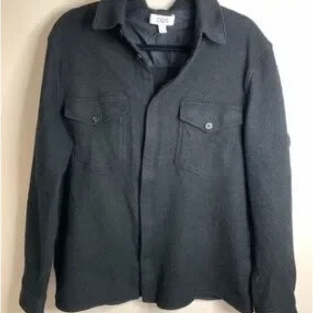 A.P.C. Black Wool Shirt Jacket with Chest Flap Pockets